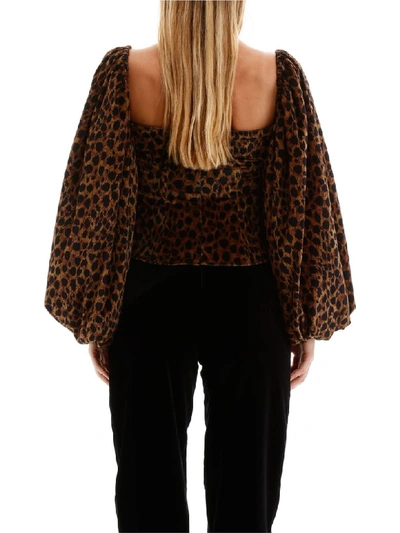 Shop Attico Leopard-printed Velvet Top In Natural (brown)