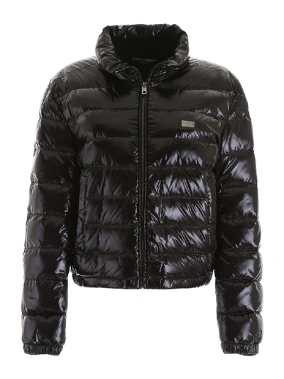 Shop Dolce & Gabbana Shiny Puffer Jacket In Nero (black)