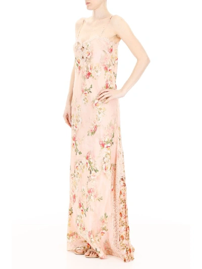 Shop Alberta Ferretti Floral-printed Slip Dress In Pink Multi (pink)