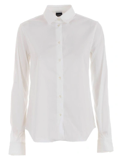 Shop Aspesi Shirt L/s Stretch In Bianco Ottico