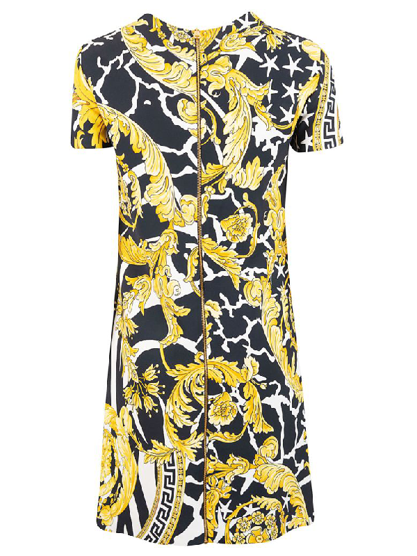 Versace Allover Print Dress In Multicolor | ModeSens