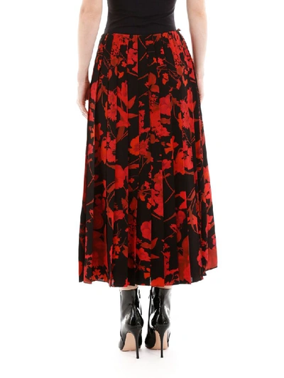 Shop Valentino Pleated Overdyed Skirt In Nero/rosso