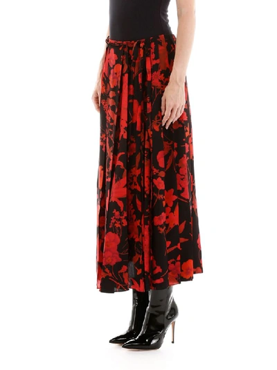 Shop Valentino Pleated Overdyed Skirt In Nero/rosso