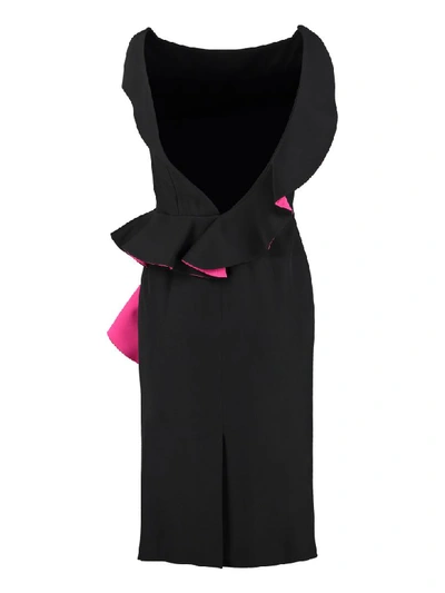 Shop Alexander Mcqueen Two-tone Ruffle Sheath Dress In Black