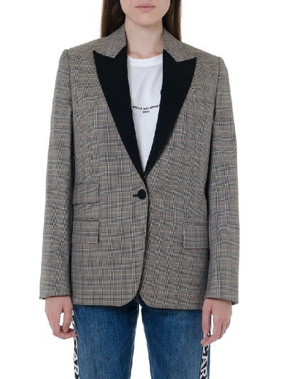 Shop Stella Mccartney Gray Wool Checked Jacket In Grey