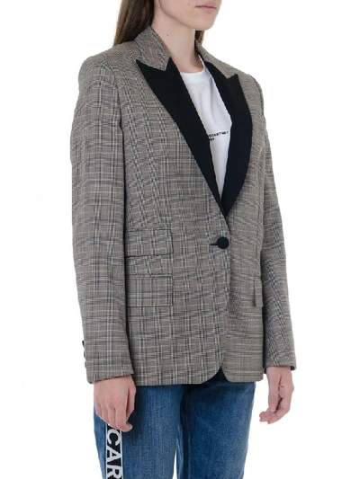Shop Stella Mccartney Gray Wool Checked Jacket In Grey