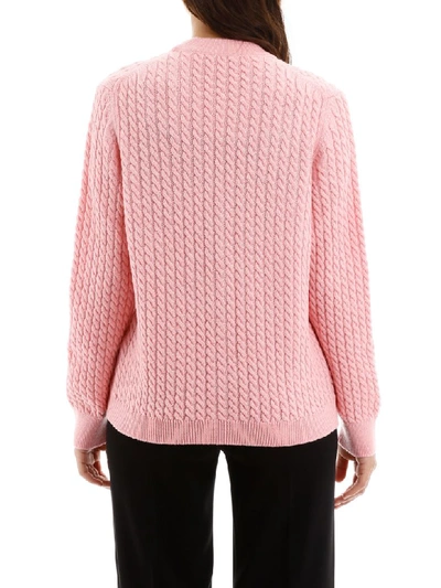 Shop Alessandra Rich Cable-knit Cardigan In Pink (pink)