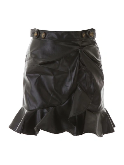 Shop Self-portrait Faux Leather Mini Skirt In Black (black)