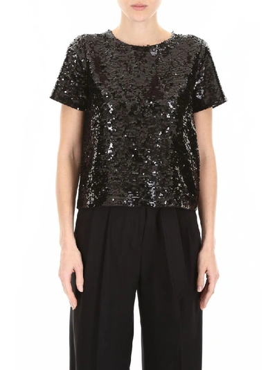 Shop Michael Michael Kors Sequins Top In Black (black)