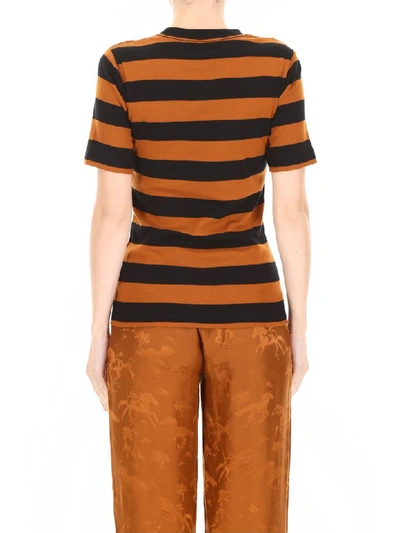 Shop Ganni T-shirt With Cactus Embroidery In Caramel Cafe (brown)