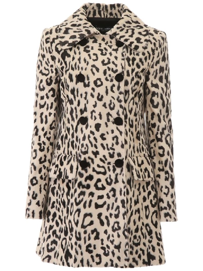 Shop Dolce & Gabbana Animalier Faux Fur Coat In Leo Nero Fdo Natural (white)