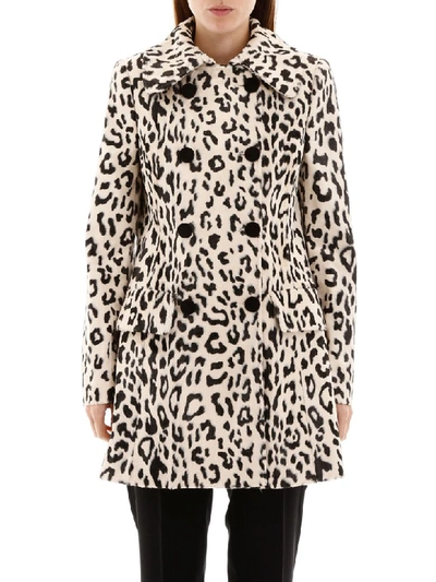 Shop Dolce & Gabbana Animalier Faux Fur Coat In Leo Nero Fdo Natural (white)