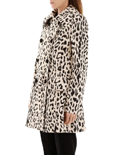 Shop Dolce & Gabbana Animalier Faux Fur Coat In Leo Nero Fdo Natural (white)