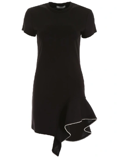 Shop Area Ruffled Dress With Crystals In Black (black)