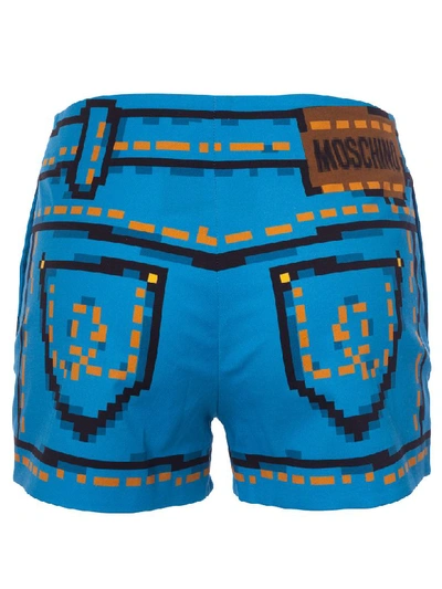 Shop Moschino 8bit Printed Shorts In Blue