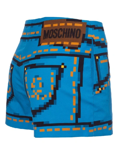 Shop Moschino 8bit Printed Shorts In Blue