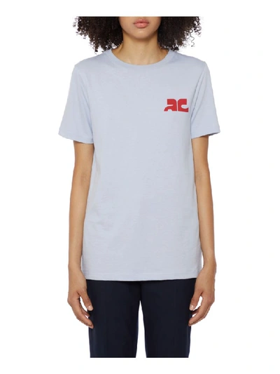 Shop Courrèges T-shirt Short Sleeve In Baby Blue
