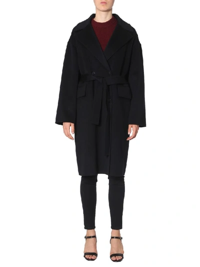 Shop Kenzo Double-breasted Coat In Nero