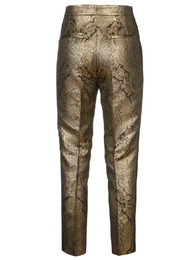 Shop Etro Blend Metallic Finish Trousers In Gold