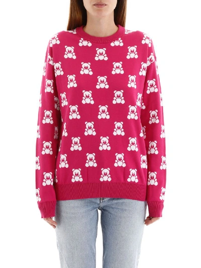 Shop Moschino Teddy Bear Pullover In Fuchsia (fuchsia)