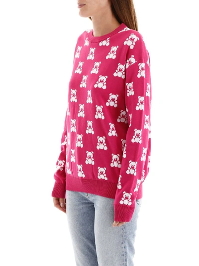 Shop Moschino Teddy Bear Pullover In Fuchsia (fuchsia)