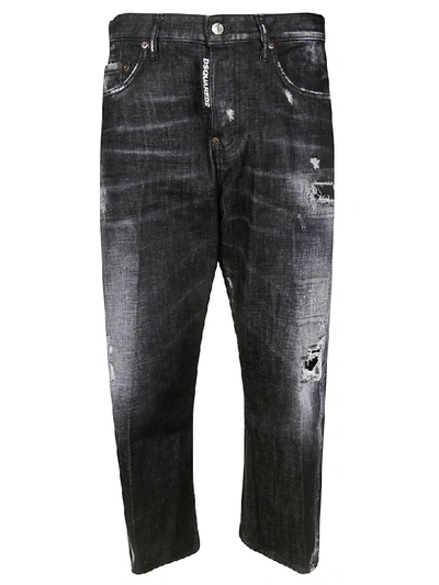 Shop Dsquared2 Distressed Jeans In Black