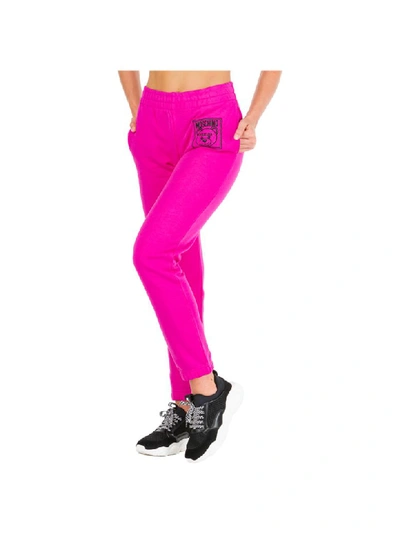 Shop Moschino Teddy Bear Label Tracksuit Bottoms In Fucsia