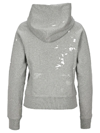 Shop Helmut Lang Slpatter Effect Hoodie In Grey Splatter