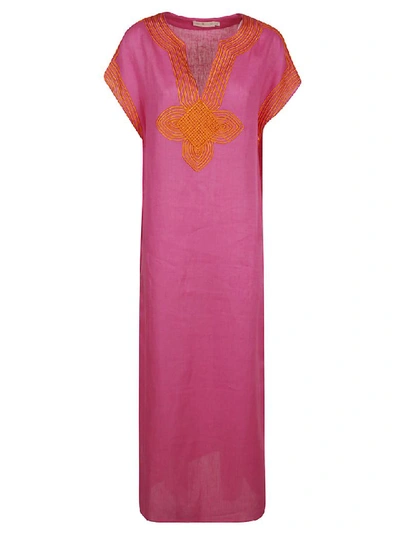 Shop Tory Burch Solid Long Caftan In Fire Pink