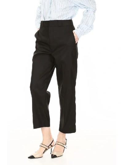 Shop Prada Nylon Trousers In Nero (black)