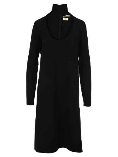Shop Bottega Veneta Choker Neck Dress In Black