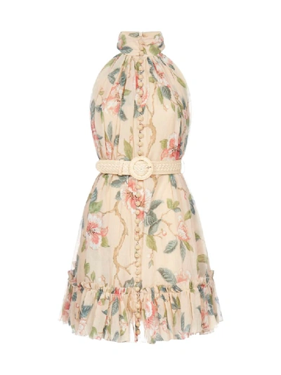 Shop Zimmermann Kirra Short Halter Dress In Peach Magnolia