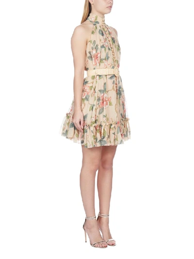 Shop Zimmermann Kirra Short Halter Dress In Peach Magnolia