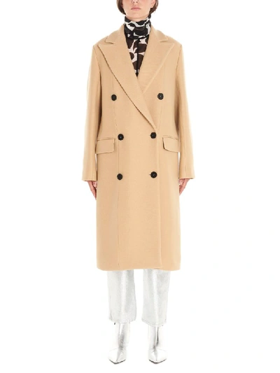 Shop Msgm Coat In Beige