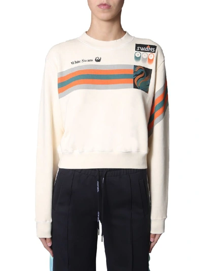 Shop Off-white Cropped Sweatshirt In Bianco