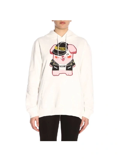 Shop Moschino Capsule Collection Pixel Sweatshirt With Hood In White