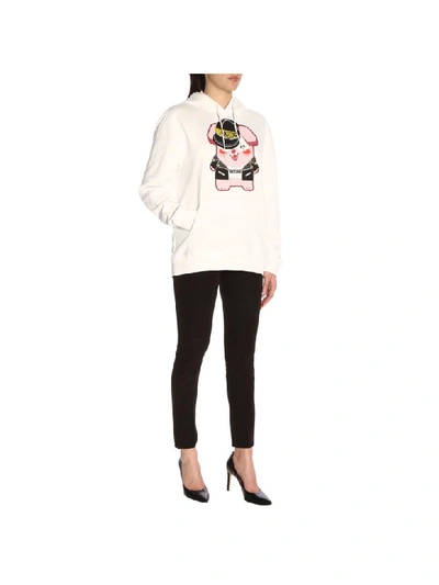 Shop Moschino Capsule Collection Pixel Sweatshirt With Hood In White