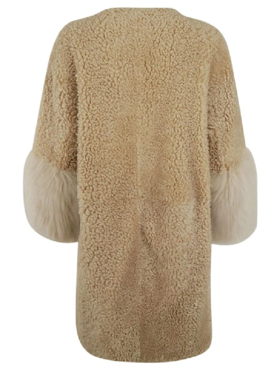 Shop Prada Fur Coat In Camel