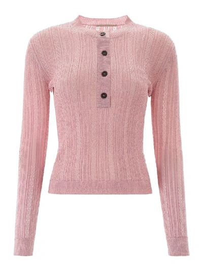 Shop Marco De Vincenzo Semi Sheer Knit Top In Pink (pink)