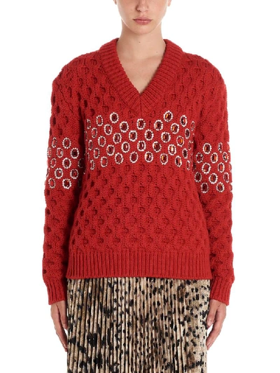 Shop Prada Cordo Canestro Sweater In Red