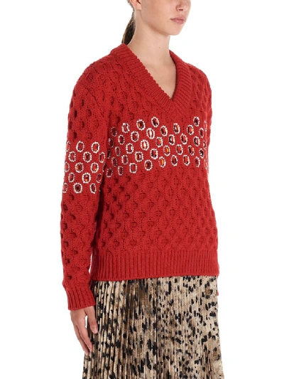 Shop Prada Cordo Canestro Sweater In Red