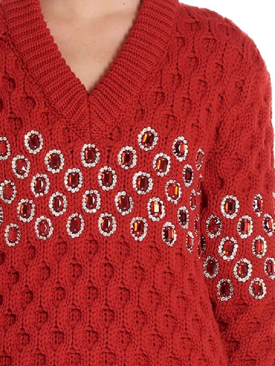 Shop Prada Cordo Canestro Sweater In Red