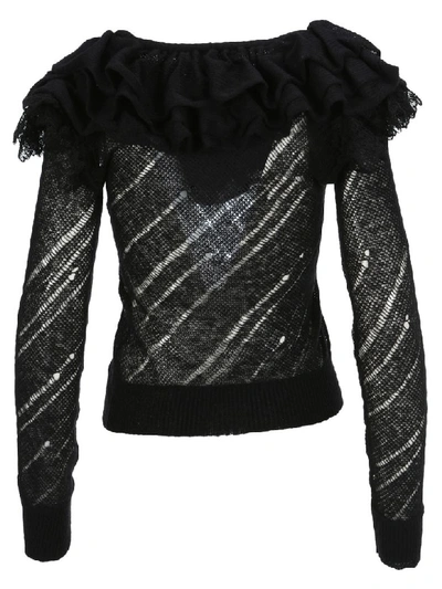 Shop Philosophy Di Lorenzo Serafini Philosophy Ruffled Sweater In Black