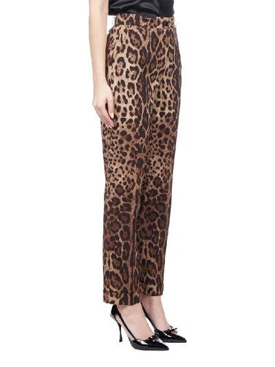 Shop Dolce & Gabbana Leopard Print Wool Trousers In Leo New
