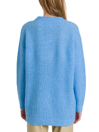 Shop Ganni V Neck Sweater In Azzurro