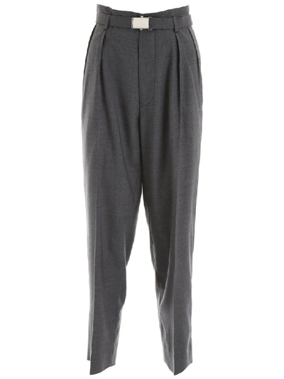 Shop Miu Miu Belted Trousers In Ardesia (grey)