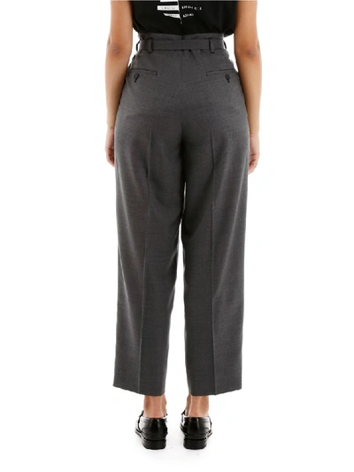 Shop Miu Miu Belted Trousers In Ardesia (grey)