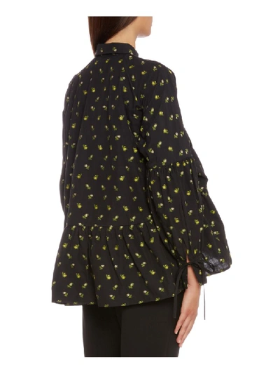 Shop Cecilie Bahnsen Shirt With Voluminous Hem In Black/yellow