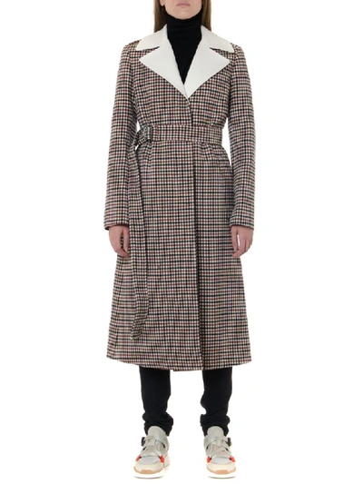 Shop Chloé White & Red Virgin Wool Checked Coat In Red-white