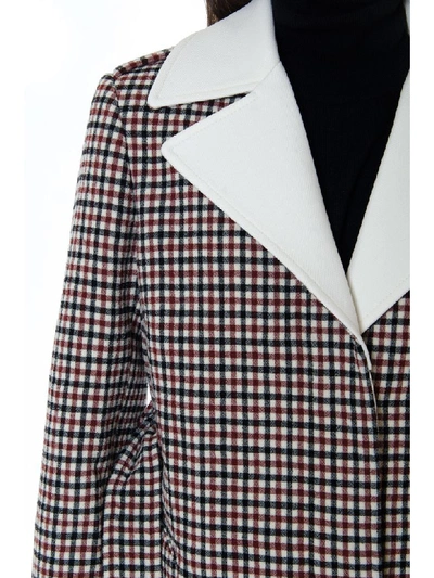 Shop Chloé White & Red Virgin Wool Checked Coat In Red-white